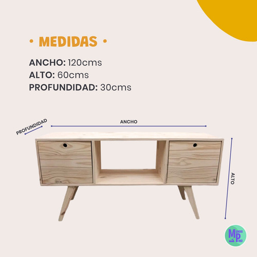 Mesa Rack Auxiliar Ratona Tv 120 Nordico Puertas - Mundopino