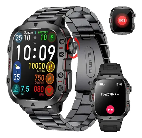 Relógio Inteligente Bluetooth Militar Masculina Esportivo - R$ 177,66