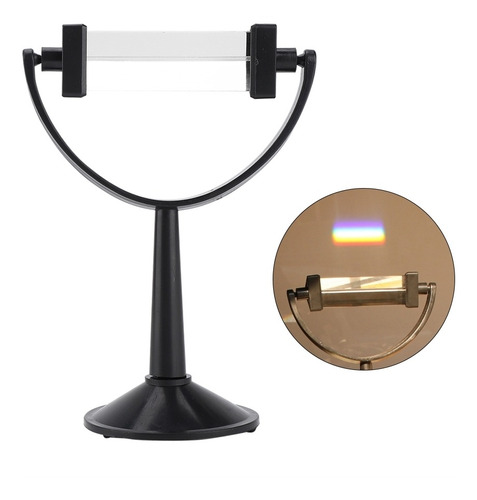 Prisma Triangular De Vidrio Óptico Con Soporte De La Física