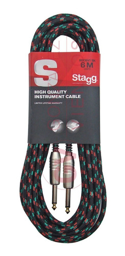 Cable Stagg Sgc6vt Bk Mallado Negro Plug - Plug 6 Metros