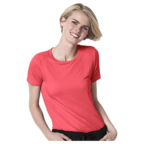 Wonderwink Women's Silky Short Sleeve Tee, Papaya, Large