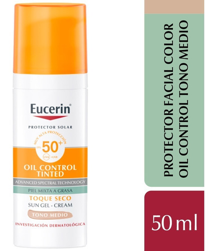 Imagen 1 de 10 de Eucerin Sun Fps 50 Oil Control Medio Toque Seco Facial X50ml