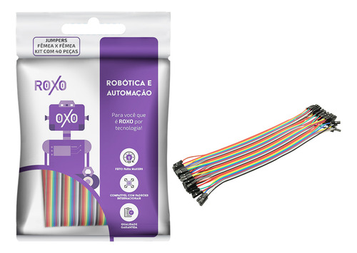 40x Cabo Wire Jumper Fêmea X Fêmea 20 Cm - Roxo