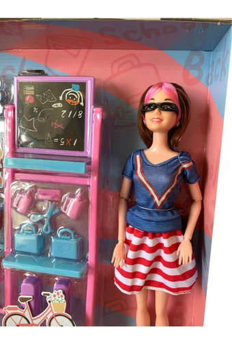 Fuqier Muñeca Articulada 30cm Maestra + Alumna Con Pizarra