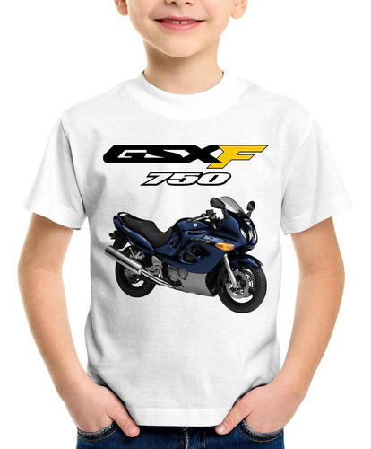 Camiseta Infantil Moto Suzuki Gsx 750 F Katana Azul