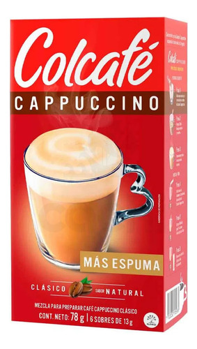 Colcafe Cappuccino Clásico 78grs 6 Sobres