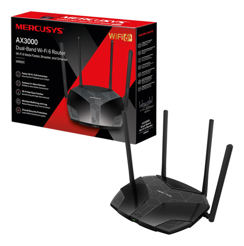 Router Mercusys Mr80x Ax3000 Wi-fi 6 4 Antenas 5dbi Bagc