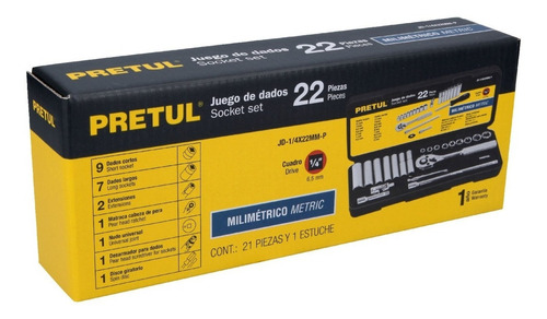 Imagen 2 de 3 de Juego De Autoclé, Cuadro 1/4', 22 Pzas, Milimétricos, Pretul