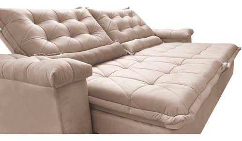 Sofá Retrátil 2,95m Cama Inbox Big Fresh. Com Softgel d40 Cor Bege