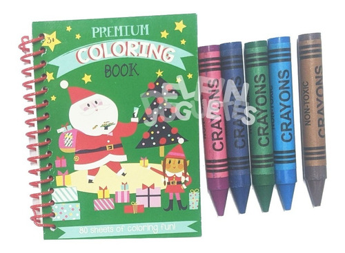 Navidad Libro Para Pintar Papá Noel + 6 Crayones