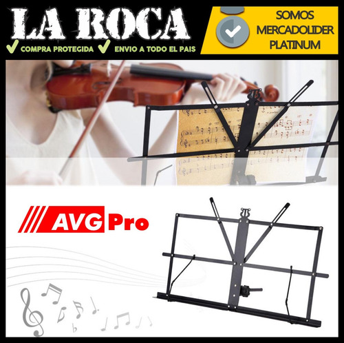Imagen 5 de 10 de Atril Para Partituras Con Funda Plegable Metalico La Roca