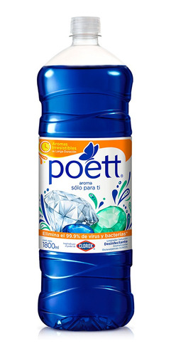 Imagen 2 de 2 de Limpiador Desinfectante De Pisos Poett Sólo Para Ti 1800 Ml