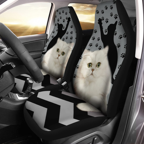 Bulopur Juego Funda Asiento Coche Estampado Gato Raya Blanca