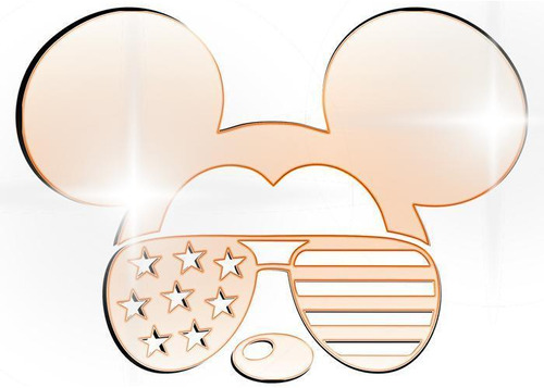Acrílico Decorativo Espelhado Mickey Mouse De Óculos Bronze