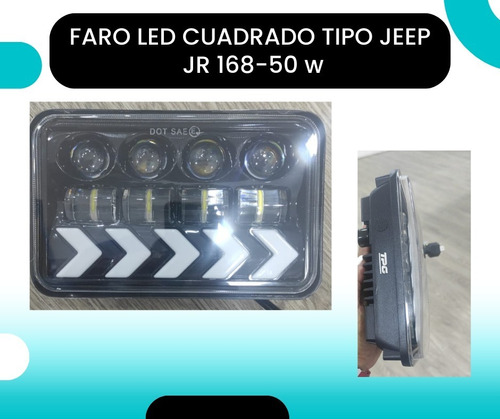 Faro Led Cuadrado Tipo Jeep  Jr 168-50 W