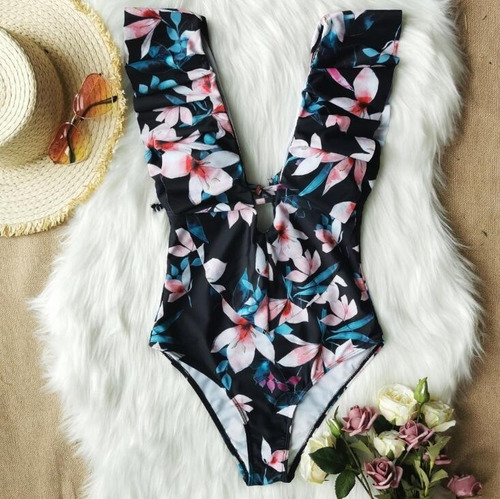 Imagen 4 de 5 de Traje De Baño Maria Floral Negro