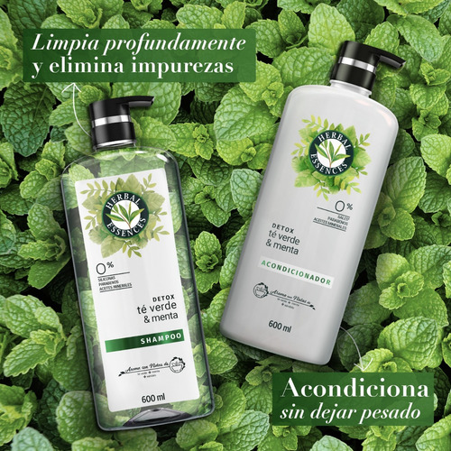 Shampoo Herbal Essences Detox Té Verde & Menta 600 Ml