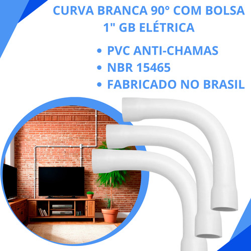Curva Com Bolsa Condulete 90º Lisa 1 Pvc Branco 5 Peças
