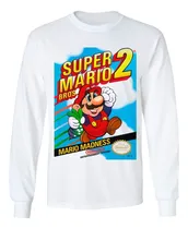 Comprar Playera Manga Larga Super Mario Bros 2 Nes Mario Madness Bco