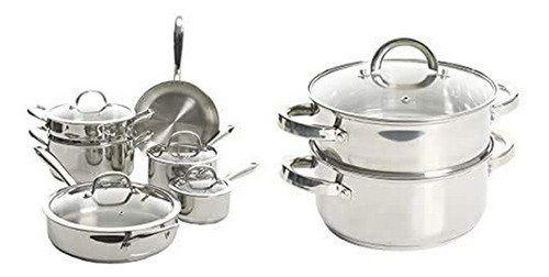 Set De Cocina De Acero Inoxidable  Devon Con Vaporera Oster.