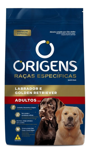 Ração P/ Cães Adulto Labrador Golden Retriever 15kg Origens