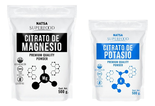 500 Grs Citrato De Magnesio + 500 Grs Citrato De Potasio