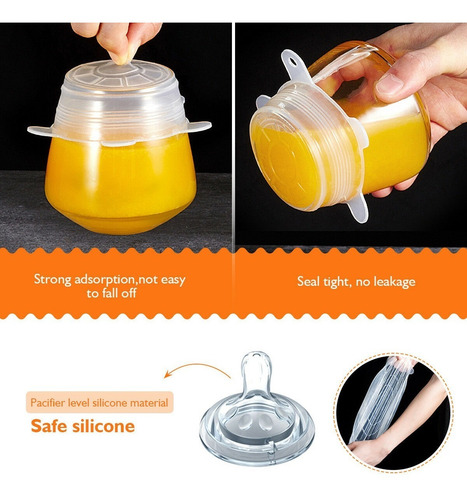 Color al Azar 6 Piezas de Silicona el/ástico Tapas Varios tama/ños Tapa 6pcs Cubra los Alimentos Conservante de Cine conservar su frescor Cap