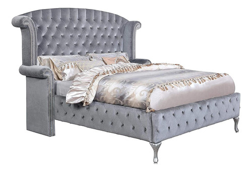 247shopathome Cama Capitoné Samotracia, , Gris