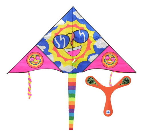 Combo Barrilete Cometa Sol Gigante + Boomerang Star Indoor