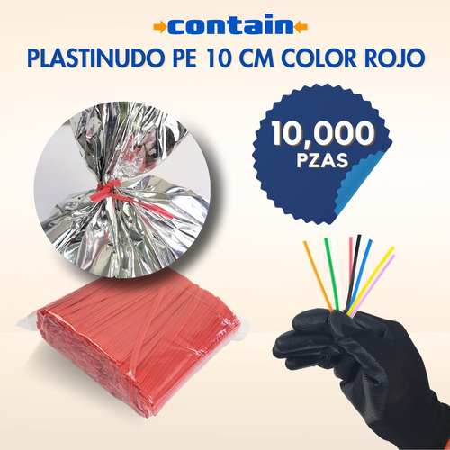 10,000 Plastinudo De Pe, Twister O Alambre Forrado Rojos