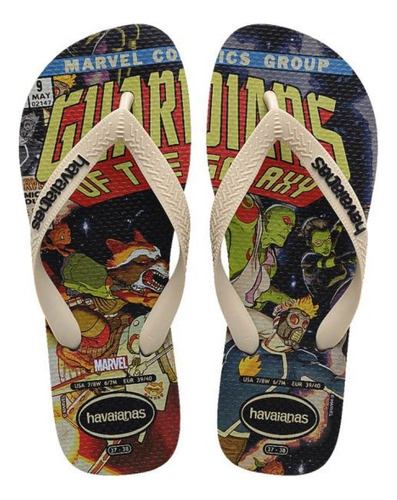 Chinelo Havaianas Guardiões Da Galáxia Marvel Preto/bege