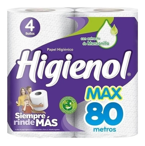 Papel Higienico Higienol Max 80 Metros X 4 Rollos - 5 Paq.