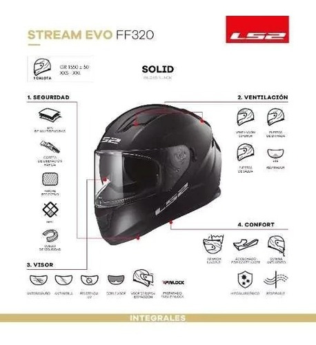 Imagen 3 de 7 de Casco Moto Ls2 F 320 Evo Stream Mate Negro Devotobikes