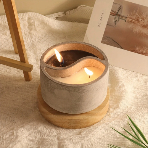 Molde De Silicona Concrete Taichi Candle Cup Diy Yinyang Gyp