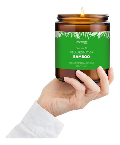 Vela Aromática 200g Vegetal Café Baunilha Bambu Dura Até 56h Fragrância Bamboo