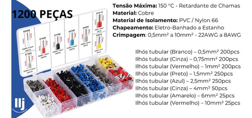 Kit Alicate Crimpar + Box De 1200 Terminal Ilhós 0,25 A 35mm