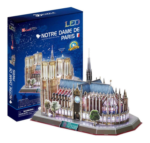 Puzzle 3d Notre Dame Con Luz Led