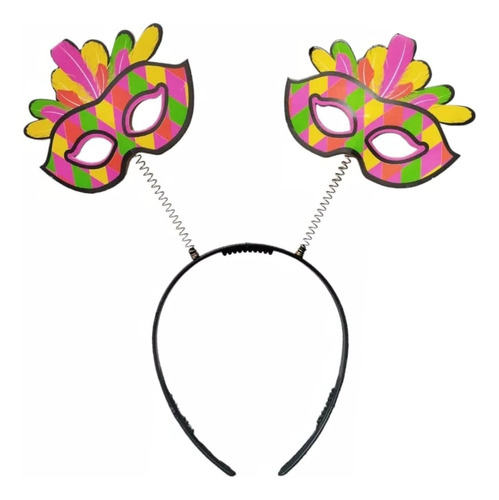 Tiara Máscara Carnaval Neon - Kit 10 Unidades