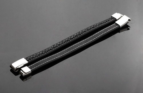 Imagen 2 de 9 de Pulsera Caballero Piel Con Acero - 545
