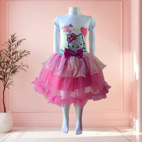 Conjunto De Falda Y Blusa Diseño Kitty Brillos
