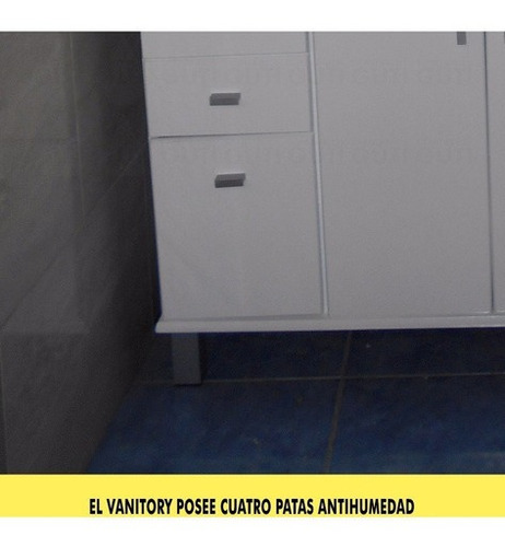 Vanitory Laqueado Blanco Vidrio C/ Cajones Bacha Loza 70 Cm