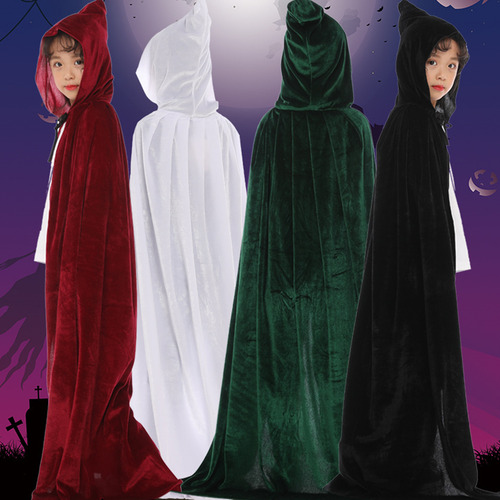 Capa De Terciopelo Con Capucha Para Disfraz De Halloween Y C
