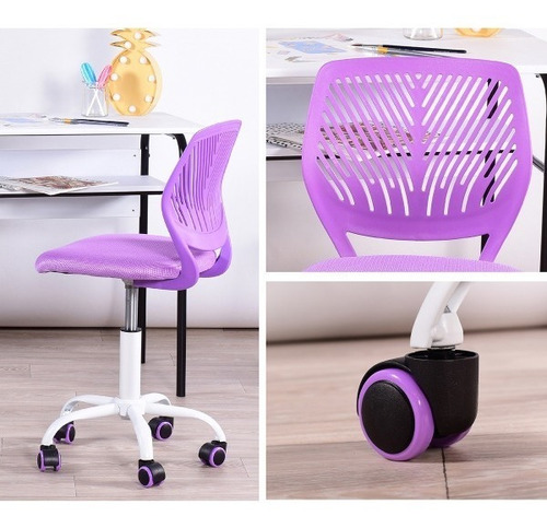 Silla De Oficina Altura Ajustable Carnation Púrpura Moderna