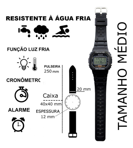 Kit Relógio Esportivo Digital Aqua Prova Dagua Mais Pulseira