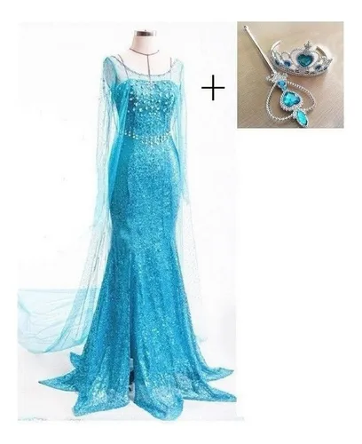 Vestido Frozen Para Adulto, Princesa Elsa, Halloween, 3 Unid