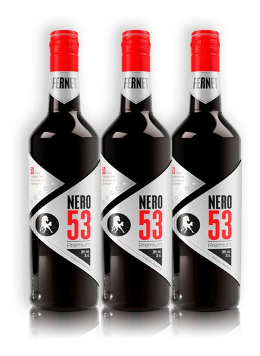 Fernet Nero 53 Premium Aperitivo Destilado Kit X3u 750ml