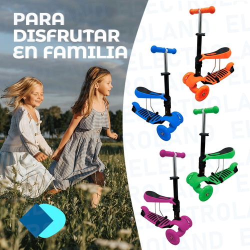 Imagen 6 de 10 de Monopatin 5 En 1 3 Ruedas Reforzado Para Niños Aluminio