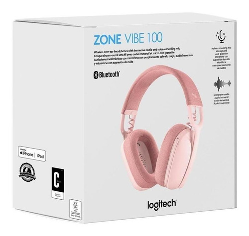 Audifono C/microf Logitech Zone Vibe 100 Bluetooth Rose