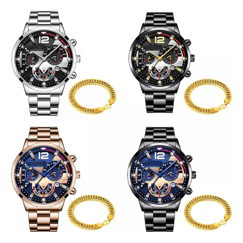 8 Relojes Con Brazalete Hombre Automático Movimiento Cuarzo