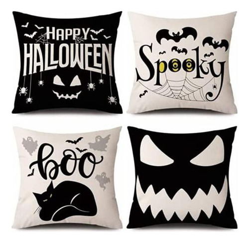 4pcs Printed Pillow Covers Halloween Sofa Decoration